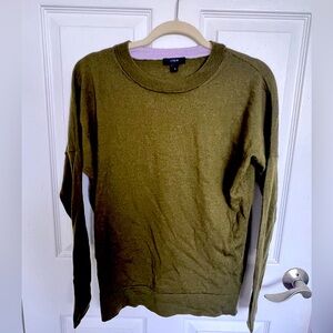 JCrew Merino Wool Sweater - Olive Green Crewneck Long Sleeve Fall Winter